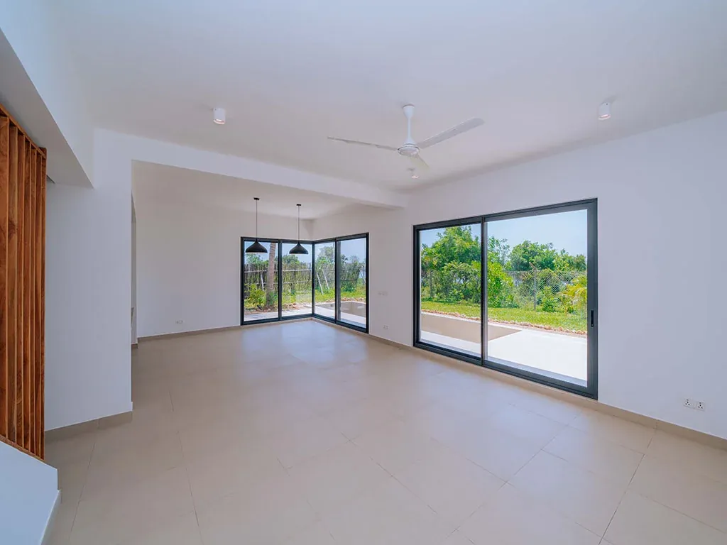 Interior hardwood floor and ceiling detail in 3-bedroom townhouse in Zanzibar Zanzibar Tanzania